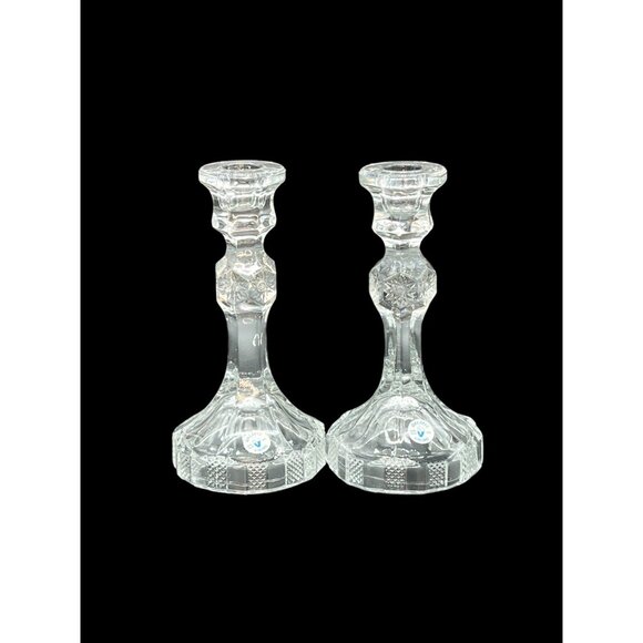 Vintage Viking Dalzel Candlesticks Clear crystal - Picture 3 of 8